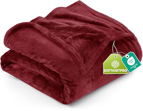 Utopia Bedding Kuscheldecke flauschig Fleecedecke [200x150 cm, Burgund] leichte, Warm Winter Decke, Weich und atmungsaktive Decke für Bett Sofa und Couch