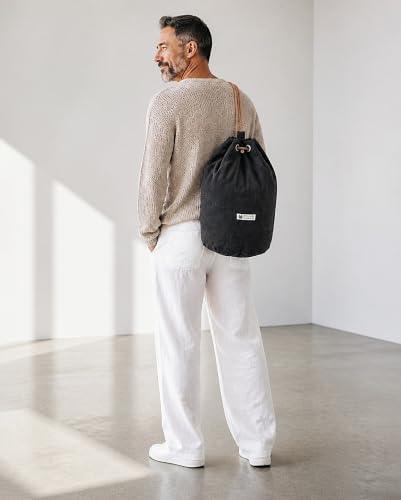 Image of The House of tara Distressed Canvas Backpack /Rucksack for Unisex | 20 Litres | Casual Cotton Bag with Spacious Compartment & Drawstring Strap | Suitable for Everyday Essentials
