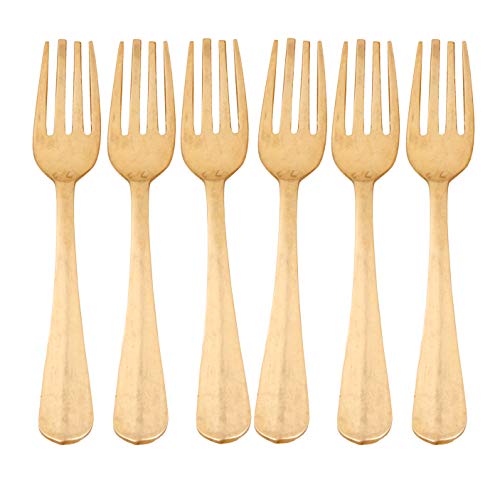 Shiv Shakti Arts® Brass Fork - Tableware - Cutlery Set (Heavy Gauge - 7.2