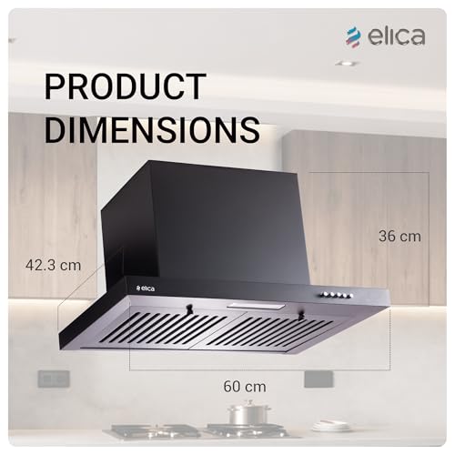Image of Elica 60cm 1600 m3 /hr Baffle Filter T-Shape Kitchen Chimney | 15 Years Motor & 5 Years Comprehensive Warranty | Black | Push Button Control | SPT H4 60 PB BF LTW NERO
