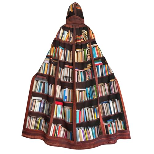 Costume de sorcière avec cape à capuche imprimée livres pour cosplay de carnaval