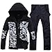 HOUZONIY Herren Schneeanzug Skijacke und Skihose Set Herren Zweiteilig Outdoor-Skikleidung Winddicht Ski Anzug Mit Kapuzen zum Skifahren Snowboarden