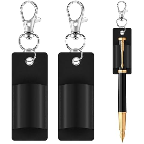 CdbC 2 Pcs Pen Holder for Lanyard, Portable Pen Lanyard for Badge Keychain or Neck Lanyard, Anti-Lost Lanyard Pen Holder, Leather Lanyard Pen for Nurses, Courier, Clerk Cover