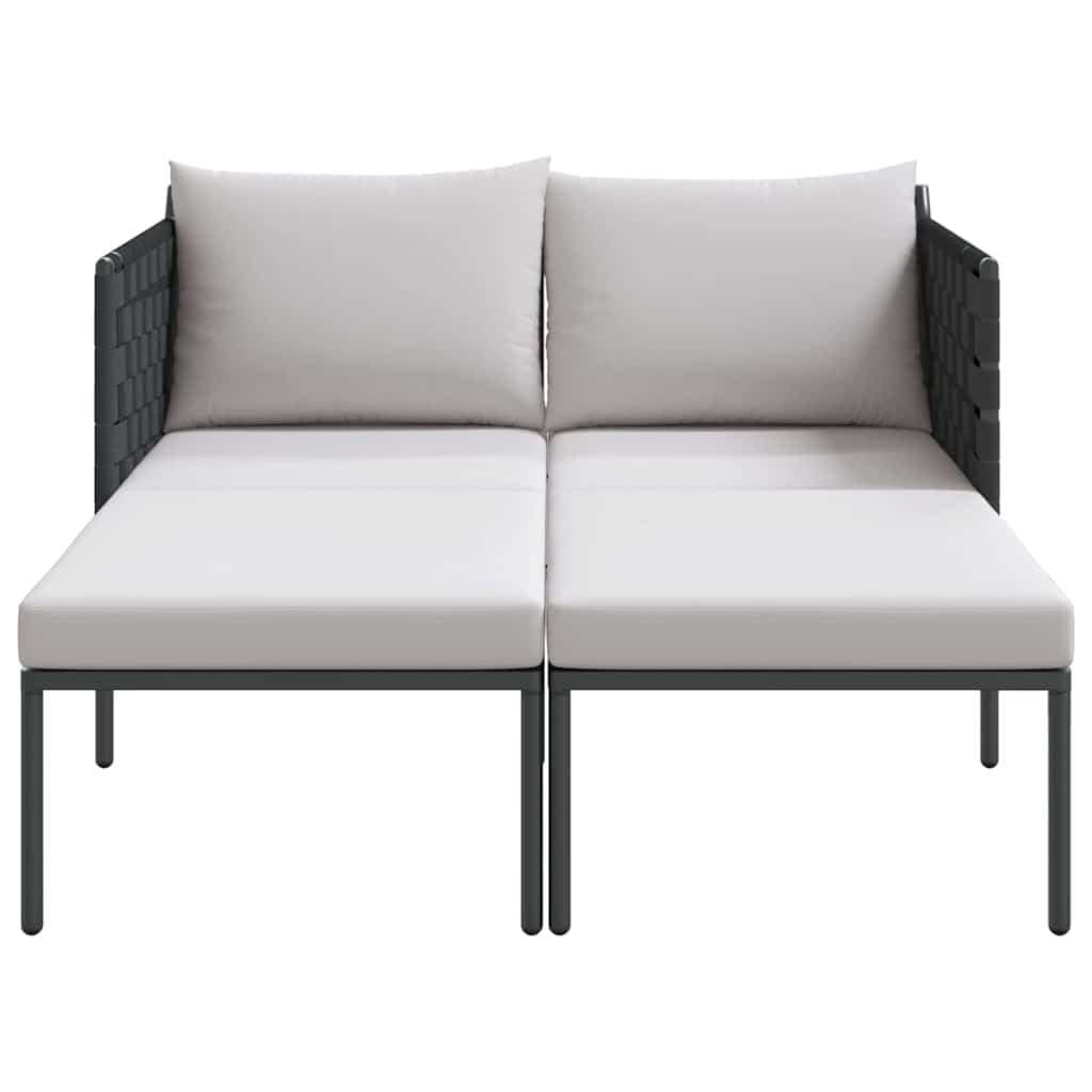 Leżak Antracyt 153 x 115 x 69. 5 cm Stal malowana proszkowo Odporna na Warunki Atmosferyczne Poduszka Ogrodowy Fotel Wypoczynkowy z Podłokietnikami 2 Osobowy Design na Taras i Wytrzymały 200 kg