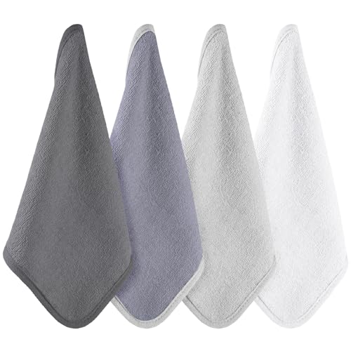 Image of CroBlissful 12 Pack Colorful Baby Washcloths 12 * 12 inch Newborn Wash Cloths Baby Soft Cotton Towels Reusable Baby Wipes for Face Baby Shower Gifts, 4 Colors(Grey)
