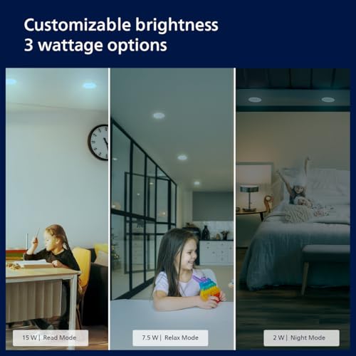 Image of Philips Ultra Glow Dimmable 15-watt Round Ceiling Light | 3 Dimming Mode (15W, 7.5W & 2W) Recessed LED Ceiling Light for Home & Hall | Cut Out: 6-inch, Colour: Cool Day Light, Pack of 4