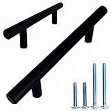 ALPINE HARDWARE American Owned Solid Stainless Steel Euro Bar Cabinet Handle Drawer Pull (1/2-inch Diameter) 21.25-inch Length (18.88-inch Hole Center) Matte Black Finish 1-Pack