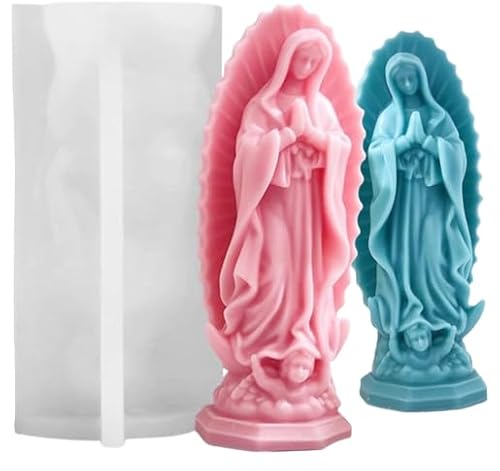 Image of LSLEVA 2-Pack Religious Virgin Mary Silicone Candle Molds, DIY Goddess Molds for Candle Making Resin Soap Casting Cake Chocolate Concrete Plaster, Aroma Gypsum Molds for Home Decor