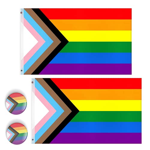2 unids Progress Pride bandera 3ft5ft para lesbiana gay bisexual lgbtq inclusive orgullo gay orgullo banner, para cualquier cubierta, patio, porche o veranda Cover