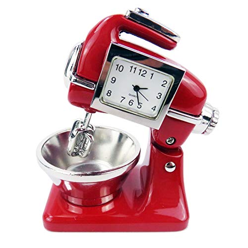 Clock Food Mixer rot Küchenmaschine Metall Quarzuhr Geschenkartikel Deko