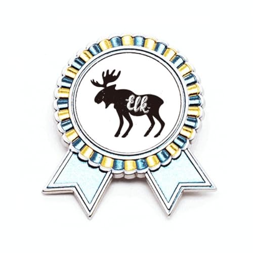 Broche élan noir et blanc métal M, bijou de revers animalier pour manteau et écharpe