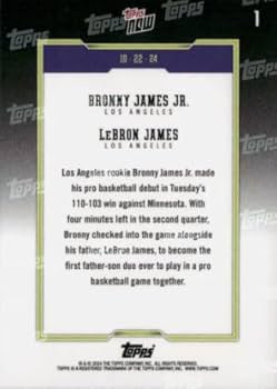Amazon.com: 2024-25 Topps Now LeBron James/Bronny James Jr. Father