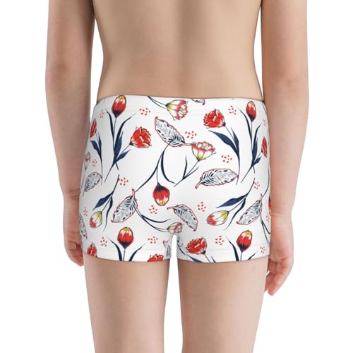 Boys' Cotton Boxer Brief Soft Underwear-Tulips Flowers3