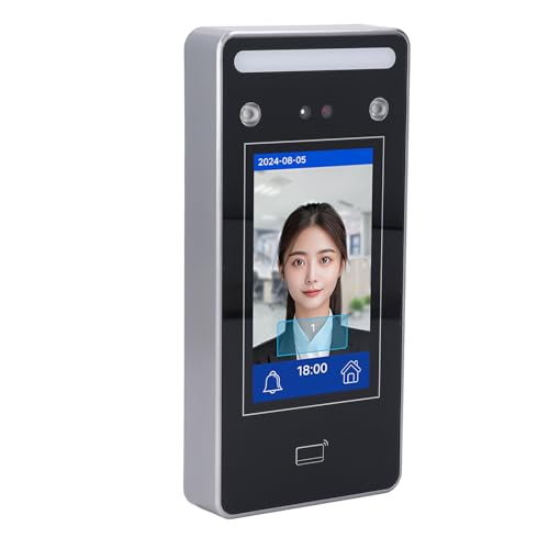 FTVOGUE Máquina de Asistencia Facial, Reloj de Tiempo Biométrico con Cámara Dual para Empleados, Velocidad de Reconocimiento de 0,2 S, Almacenamiento de 500 Rostros, Ideal para Oficina, Fábrica,