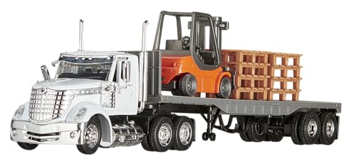 Wheel Master International Lonestar Flatbed with Forklift and Pallet Toy Truck...