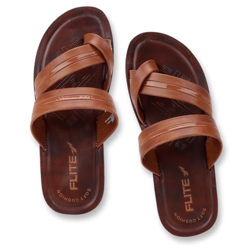 Image of FLITE PUG-176 Men's Slippers Black Tan | Lightweight EVA Sole Anti-Skid Flip Flops | Comfortable Casual Chappal for Men Indoor Outdoor