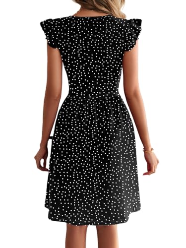 Image of HELYO Women's Summer Dresses Cute V Neck Ruffle Sleeve Cocktail Short Work Casual Dress with Pockets 648