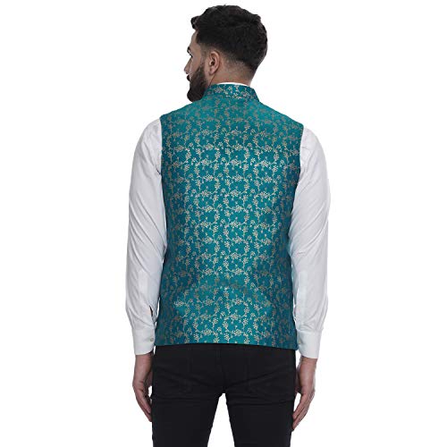 Image of Veera Paridhaan Men's Poly Cotton Jute Nehru Jacket