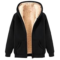 Veste Polaire Femme Sweat À Capuche Manches Longues Sweatshirt Polaire Zippé Veste Sherpa Laine Chaud Manches Longues Manteau Hiver Chic Blouson Thermique avec Poches Sweat Grandes Tailles Manteaux