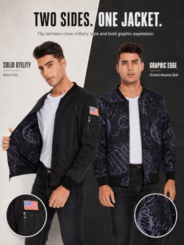 GEEK LIGHTING Bomber Jacket Men Lightweight Windbreaker Jacket Casual Stylish Mens Zip Up Coat Fall Spring Outdoor Pilot Flight Jacket - image 3