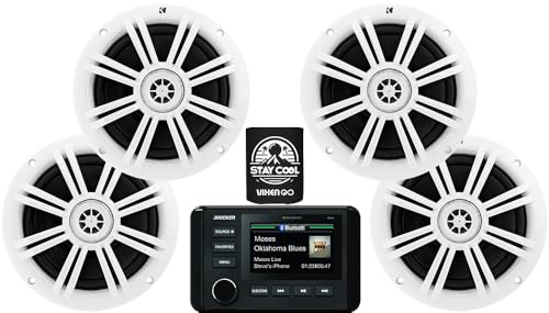 KICKER Marine Receiver and Speakers Package of 5 Items - in-Dash KM Series Digital Media Receiver & Four 6-1/2