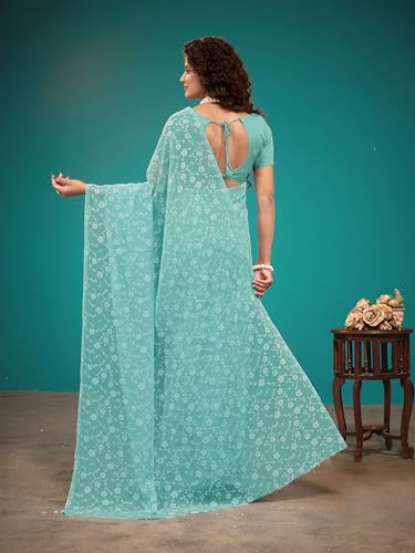 Image of Garden Vareli Viscose Brasso Floral Print Saree