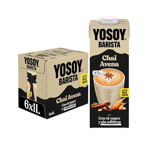YOSOY Bebida de Avena Barista Chai - especial para chai latte, pack de 6 x 1L
