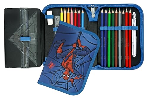 Scooli - Spider Man Filled Pencil Case Pens & Accessories - Ideal for School Leisure & Travel - Ages 6+ - 20 x 14 x 3 cm - Image 2
