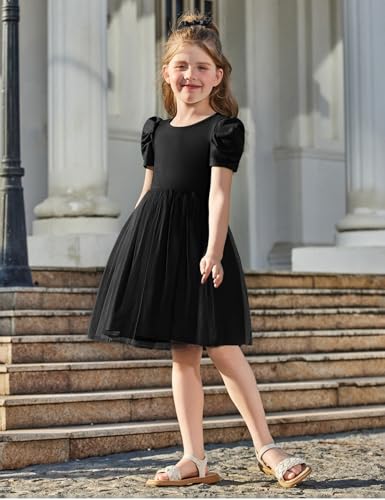 Arshiner Toddler Girls Tutu Dresses Party Formal Birthday Summer Puff Short Sleeve Tulle Little Girls Dress4