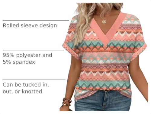 Image of WIHOLL Womens Summer Tops Short Dolman Sleeve Shirts 2026 Fashion V Neck Outfits Clothes