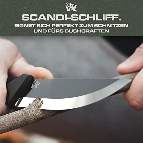 Foto von Wolfgangs W-SCANDI Angelmesser mit feststehende Klinge - Inkl. Scheide - Ideales Outdoor-Messer aus einem Stück 440C Stahl gefertigt - Premium Survival Messer - Perfektes Bushcraft Messer Outdoor