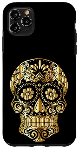 Sugar Skull Gifts Design Messicano, oro e nero Custodia per iPhone 11 Pro Max