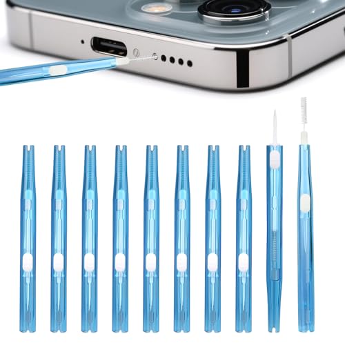 10pcs Phone Cleaning Kit Anti-Clogging Bristles & Hook Charging Port Cleaning Brush Double-Sided Dust Remover Charger USB C Cleaner Tools for Mobile Phone Earbud Speaker Headphone (Blue)