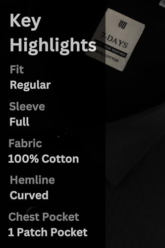 Image of 7-DAYS Premium Men's Formal Shirts - Cotton, Self-Design, Full Sleeve, Regular Fit, with Pocket, Stylish Office Shirts for Men