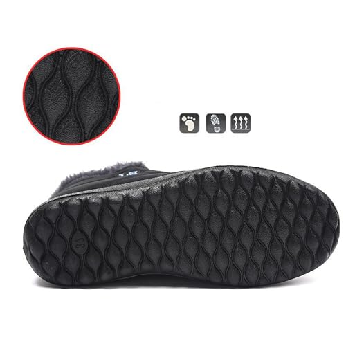 gassi schuhe damen wasserdicht Winterschuhe Damen Warme Wasserdicht Winterstiefel Gefüttert Reißverschluss Plush Gefütterte Schneestiefel Winter Kurzschaft Rutschfeste Stiefel Weitschaft Schwarz 38