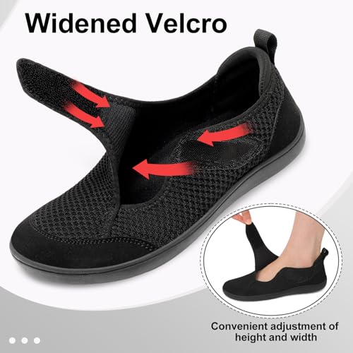LeIsfIt Womens Wide Diabetic Shoes Adjustable Barefoot Walking Shoes Breathable Zero Drop Sneakers for Wide Width Arthritis Edema Feet4