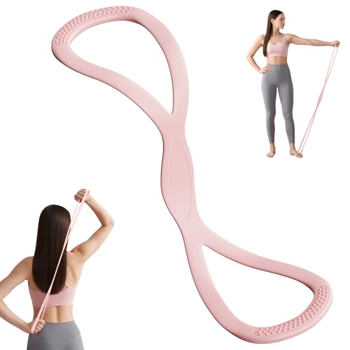 8-förmiges Yoga Fitnessbänder, Widerstandsbänder Krafttraining Resistance Bands für Schulterübungen, Fitness, Stretch-Muskeltraining, Expander Bänder Gummibänder Offener Rücken Schultern, 25LB (Rosa)