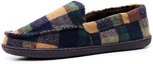 Jo & Joe Chaussons mocassins en daim synthétique pour homme Doublure textile Pointure 40-47 - - Marron multi tartan., 42 1/3 EU