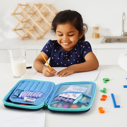 Image of Famyo Blue Astronaut & Space Pencil Box for Kids | Hard Shell School Stationery Organizer | Aesthetic Pencil Case for Boys & Girls | Cute Stationery Item for School & Travel