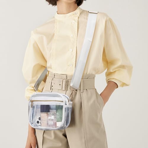 Image of Fibrdoo Clear Bag Stadium Approved, Leather Clear Crossbody Purse Bag for Concerts Sports Events Festivals