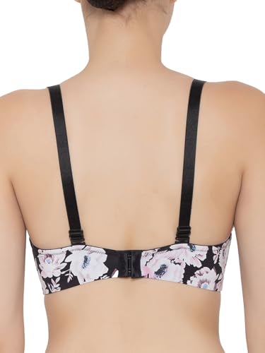 Image of Triumph Midnight Garden Bra for Women Padded Non Wired Seamless Bra Floral Printed T-Shirt Bra Wireless Full Coverage Lingerie Detachable Silky Straps with Elegant Lace Trim Pack of 1