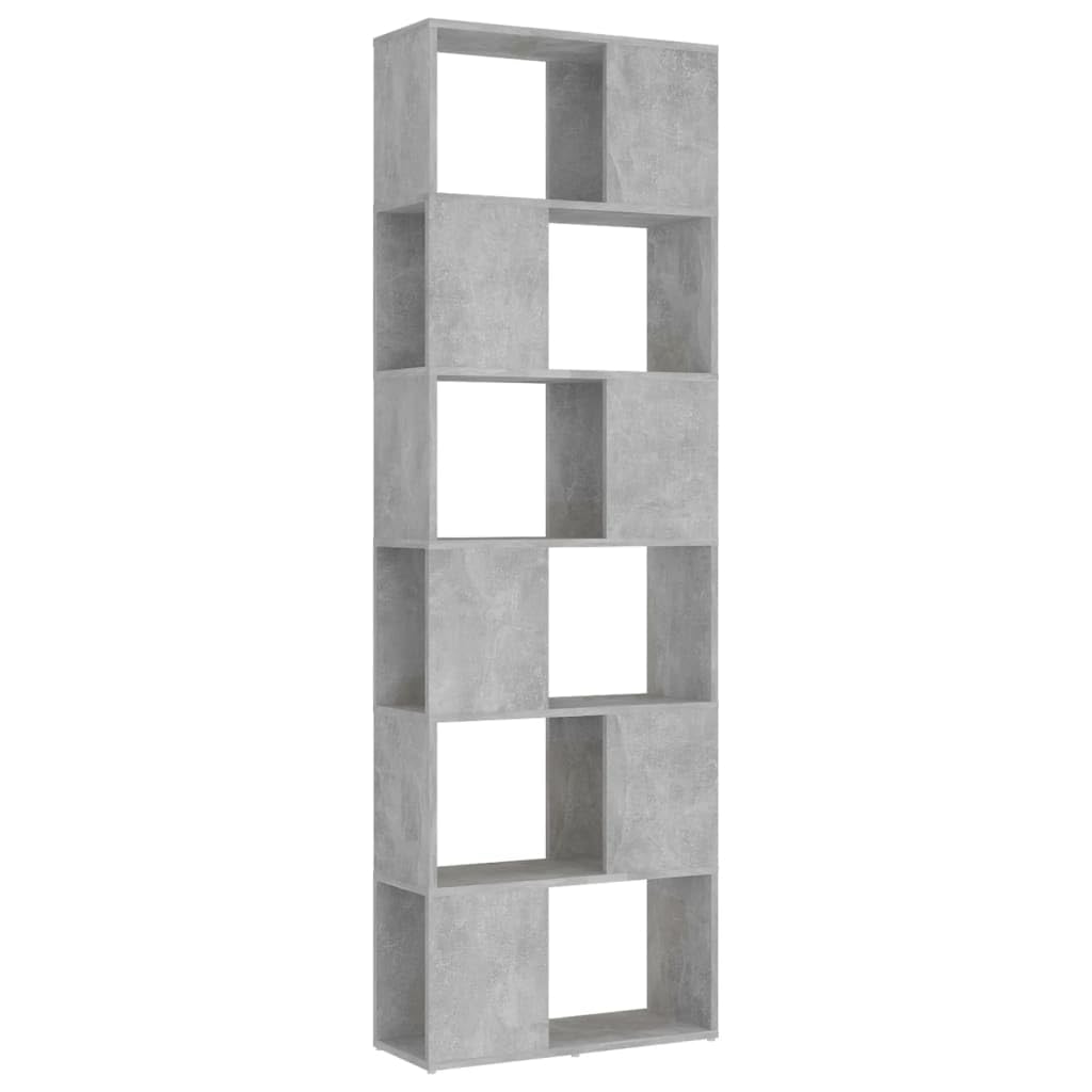 vidaXL Book Cabinet/Room Divider in Concrete Grey - Engineered Wood, Modern Style Freestanding Furniture with Spacious Storage Compartments - 60x24x186 cm — image 1