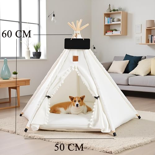 ShakubTipi Zelt für Haustiere,Katzen und Hunde Haustierzelte mit Kissen,Katzenzelt Hundezelt Abnehmbar und Waschbar,Hunde Tipi Katzentipi,Katzenhaus Indoor,Hundehaus für drinnen,70x50x60cm
