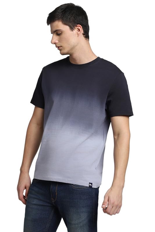 Dennis Lingo Men's Cotton Ombre Crew Neck Slim Fit T-Shirts in neutral