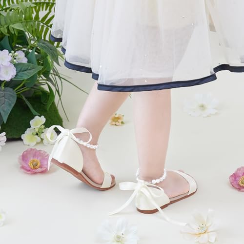Image of PHIRAMIN Toddler Girl Sandals - Flower Girl Dress Shoes Open Toe Little Kid Wedding Party