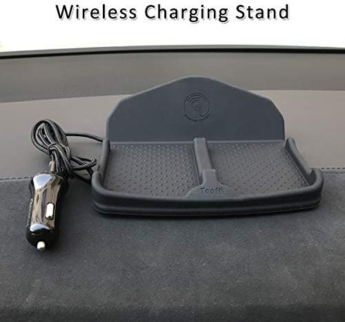 Wireless Charging Dashboard Phone Mount Pad Stand Base,No Slip Anti Skid Car Visor Dash Organizer Holder Tray Storage for Sunglasses,Keychain,Coins,Pens,Cell Phone,GPS Navigator for Tesla Model S X 3