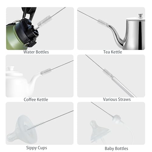 Image of 10Pack Straw Cleaner Brush - Long Stainless Steel Straw Brush for Cleaning Reusable Drinking Straws, Water Bottles and Pipes(9 * 0.3-inch)