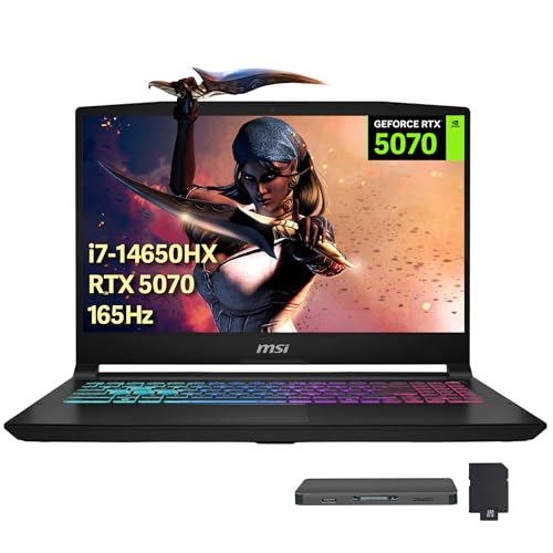 Image of msi Katana 15 HX 15.6 inch 165Hz QHD Gaming Laptop, Intel Core i7-14650HX, GeForce RTX 5070 8GB GDDR7, 32GB RAM, 2TB Storage(1TB SSD+1TB Docking Station), Backlit Keyboard, Wi-Fi 6E, Win 11 Pro, Black