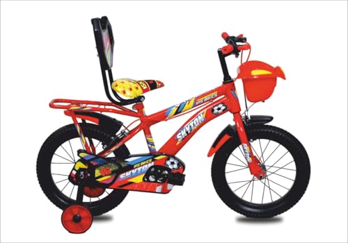 Image of SKYTON Brandon 16 Inch Kids Cycle with Side Wheels Ideal for 4 to 7 Years Boys and Girls Bicycle for Children - Red