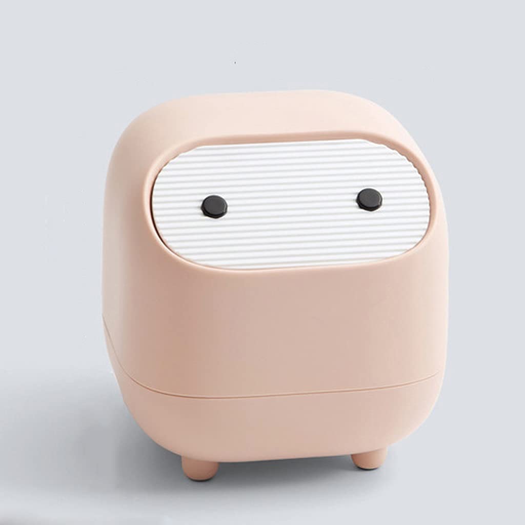 Household Daily Necessities Bedside Desktop Mini Trash Can Cute Cartoon Can See Furnishings Bedroom Storage Basket Wastebasket(White-Dinosaur Doodle4)